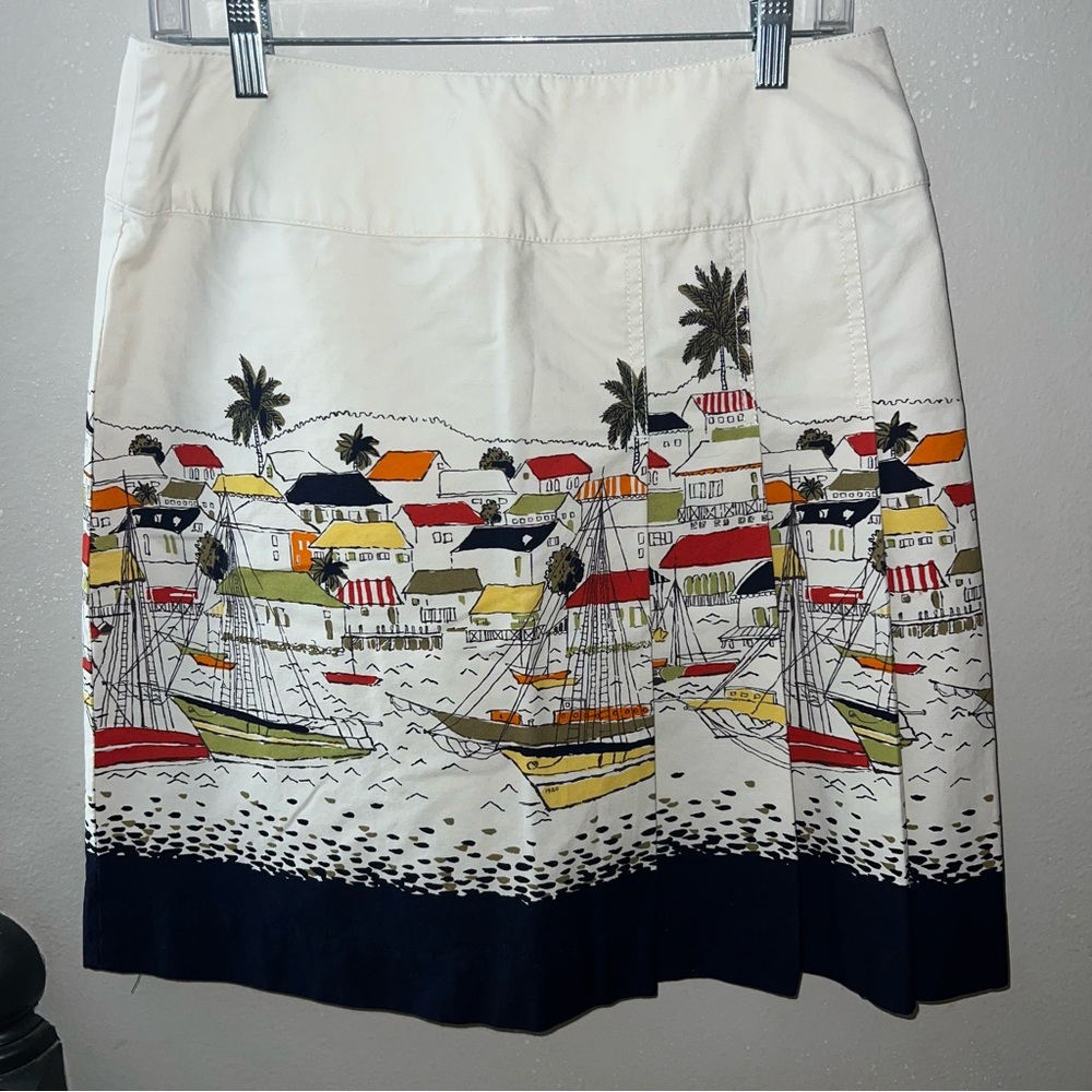 Eddie Bauer Portofino Sailboats Pleated Skirt – Size 10